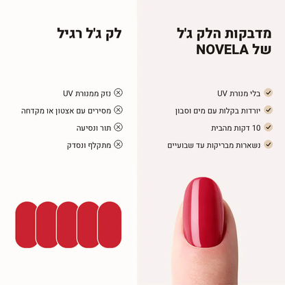 לק ג'ל רגיל מול מדבקות הלק ג'ל של NOVELA